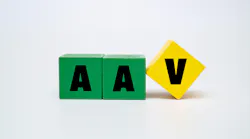 A colored wooden cubes with text AAV on it. AAV stands for Adeno Associated Virus