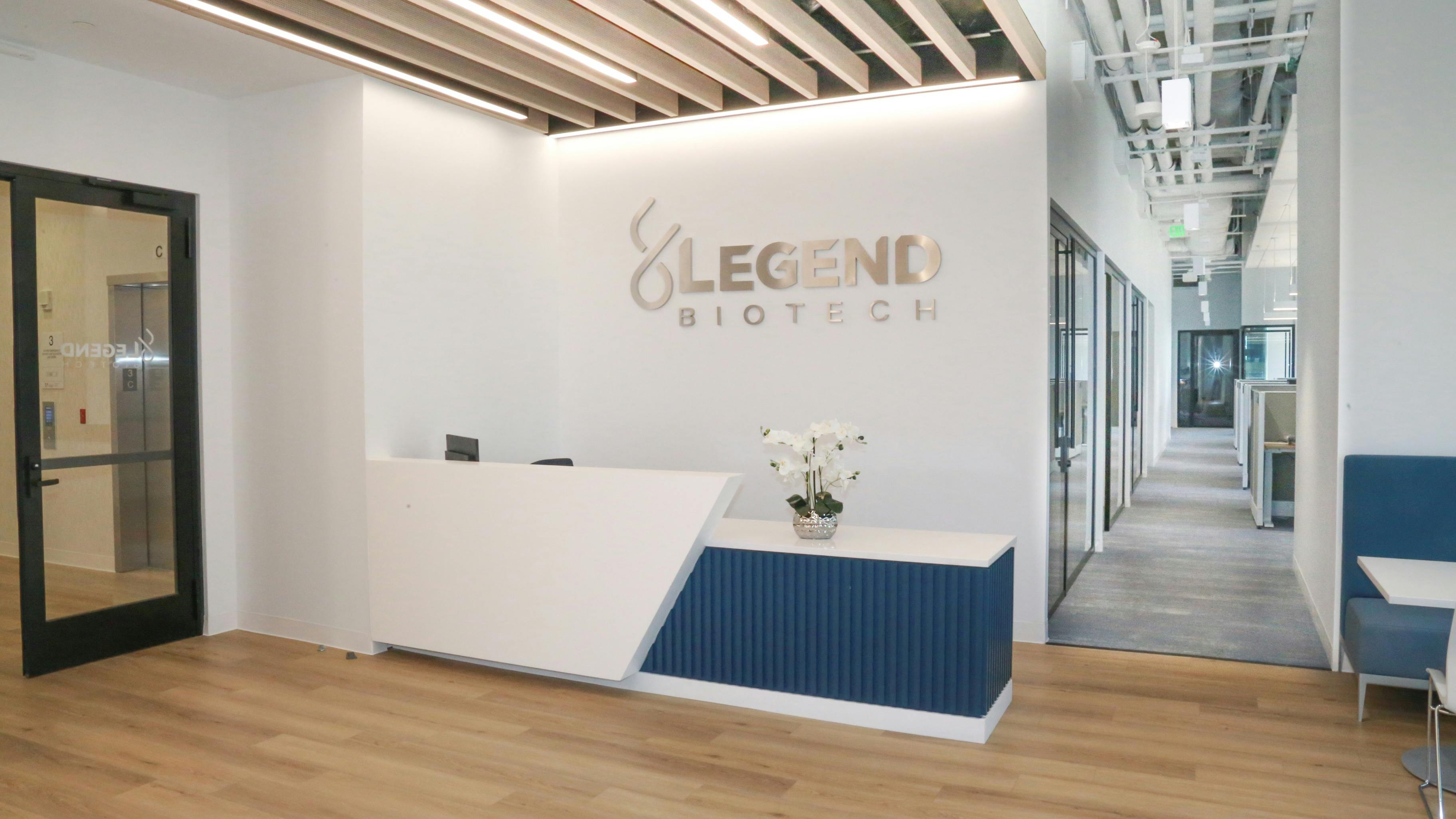Legend Biotech front desk and lobby at new site