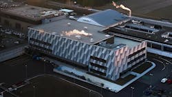 Exterior aerial view shot of Bracco site in Geneva Exterior aerial view shot of Bracco site in Geneva