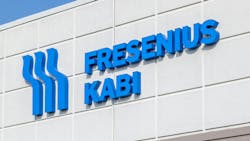 Close up of Fresenius Kabi logo sign on exterior of building Close up of Fresenius Kabi logo sign on exterior of building