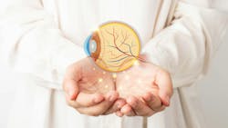 Human eye anatomy hologram on doctor hands. Awareness of eye diseases Human eye anatomy hologram on doctor hands. Awareness of eye diseases