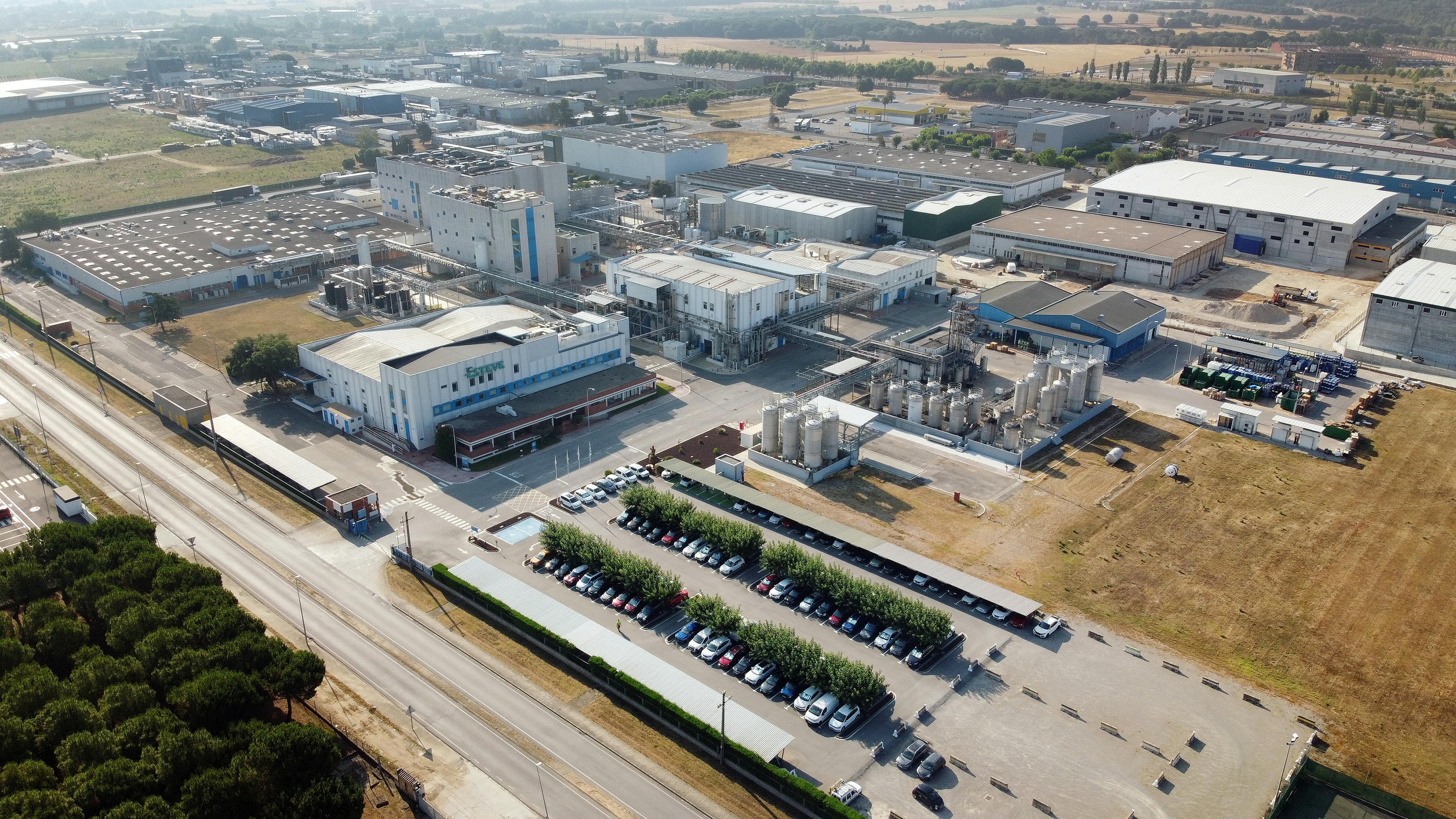 Aerial view of Esteve Celra plant in Girona, Spain