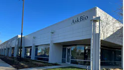 AskBio logo on exterior of building against a blue sky AskBio logo on exterior of building against a blue sky