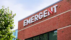 Emergent logo on brick building Emergent logo on brick building
