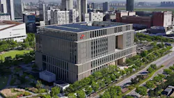 Aerial view of SK bioscience Global R&PD Center building in South Korea Aerial view of SK bioscience Global R&PD Center building in South Korea