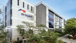 Exterior of Aragen facility with company logo on building Exterior of Aragen facility with company logo on building