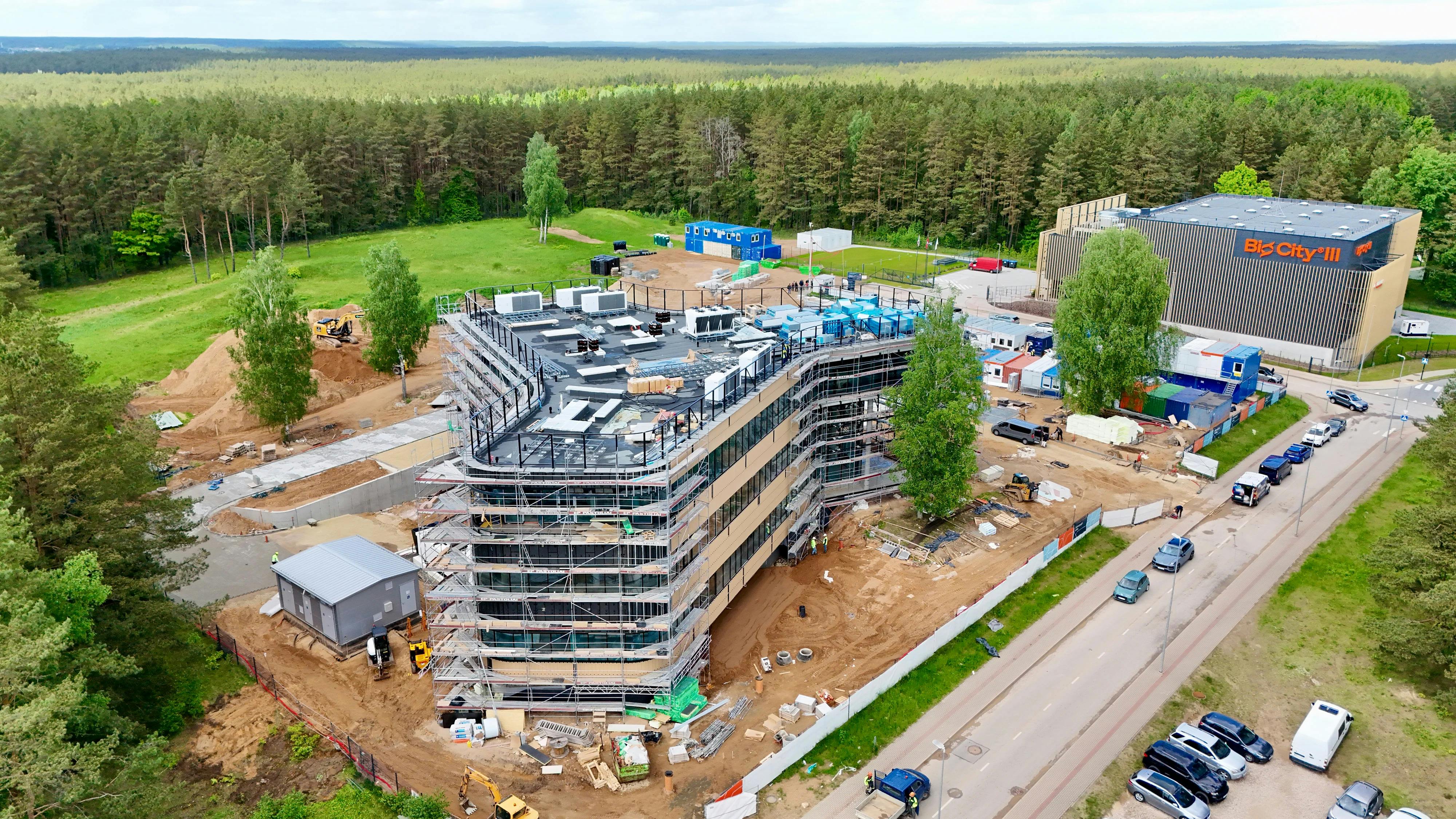 Aerial view of construction work on Northway Biotech cell therapy manufacturing facility in Lithuania