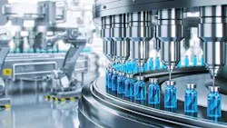 Drug manufacturing process. Conveyor with medical ampoules line at a modern pharmaceutical plant. Drug manufacturing process. Conveyor with medical ampoules line at a modern pharmaceutical plant.