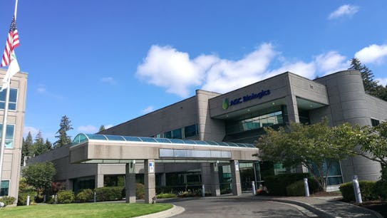 Exterior view of AGC Biologics building near Seattle, Washington