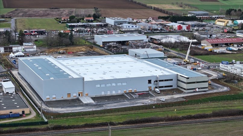 Aerial view of new facility for Unither Pharmaceuticals and Thea in Gannat, France