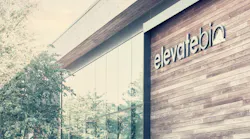 ElevateBio logo on headquarters building in Waltham, Massachusetts