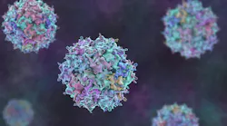 Adeno-associated viruses, 3D illustration shows a non-enveloped icosahedral capsid