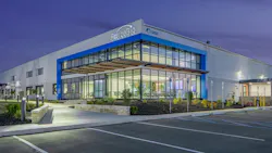 Exterior of RayzeBio buiding in Indianaopolis, Indiana at night