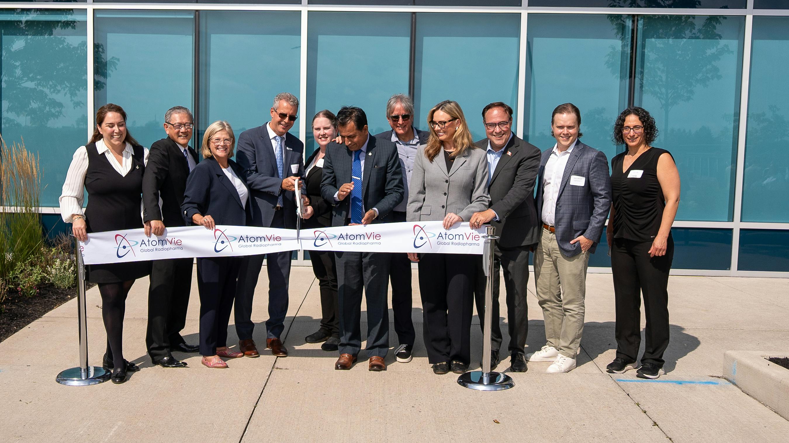 Ribbon cutting at the Grand Opening of AtomVie Global Radiopharma&rsquo;s new purpose-built radiopharmaceutical manufacturing facility in Hamilton, Ontario.