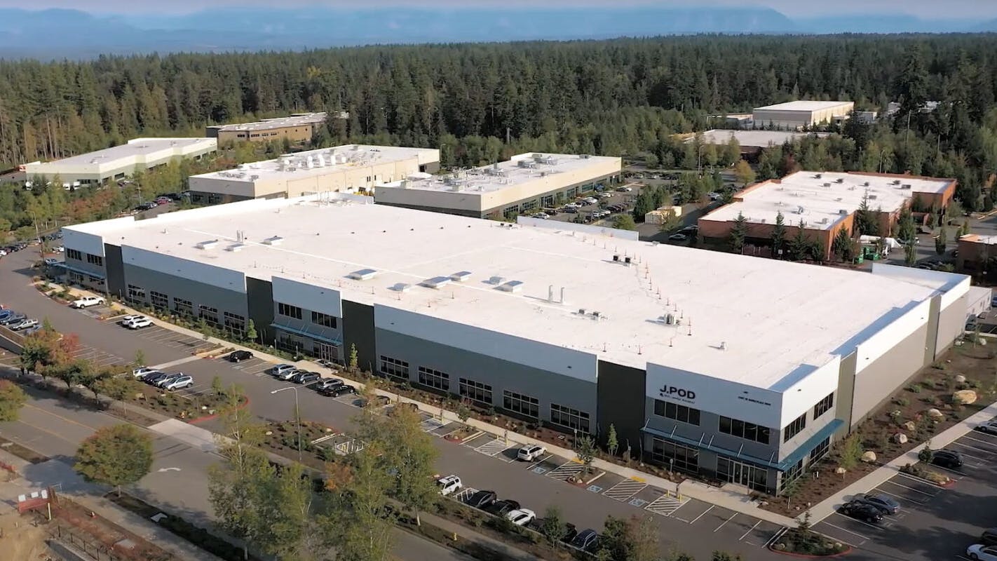 Aerial view of Just &ndash; Evotec Biologics' JPOD facility in Redmond, Washington