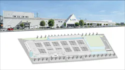 A graphic illustration of CordenPharma’s new 11,000 m² sterile manufacturing facility in Caponago, Italy, increasing the site footprint by greater than 50%.