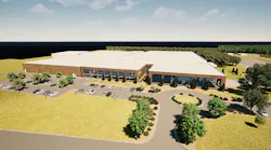 Aerial view 3D rendering of exterior of Reckitt North Carolina manufacturing site