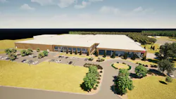 Aerial view 3D rendering of exterior of Reckitt North Carolina manufacturing site