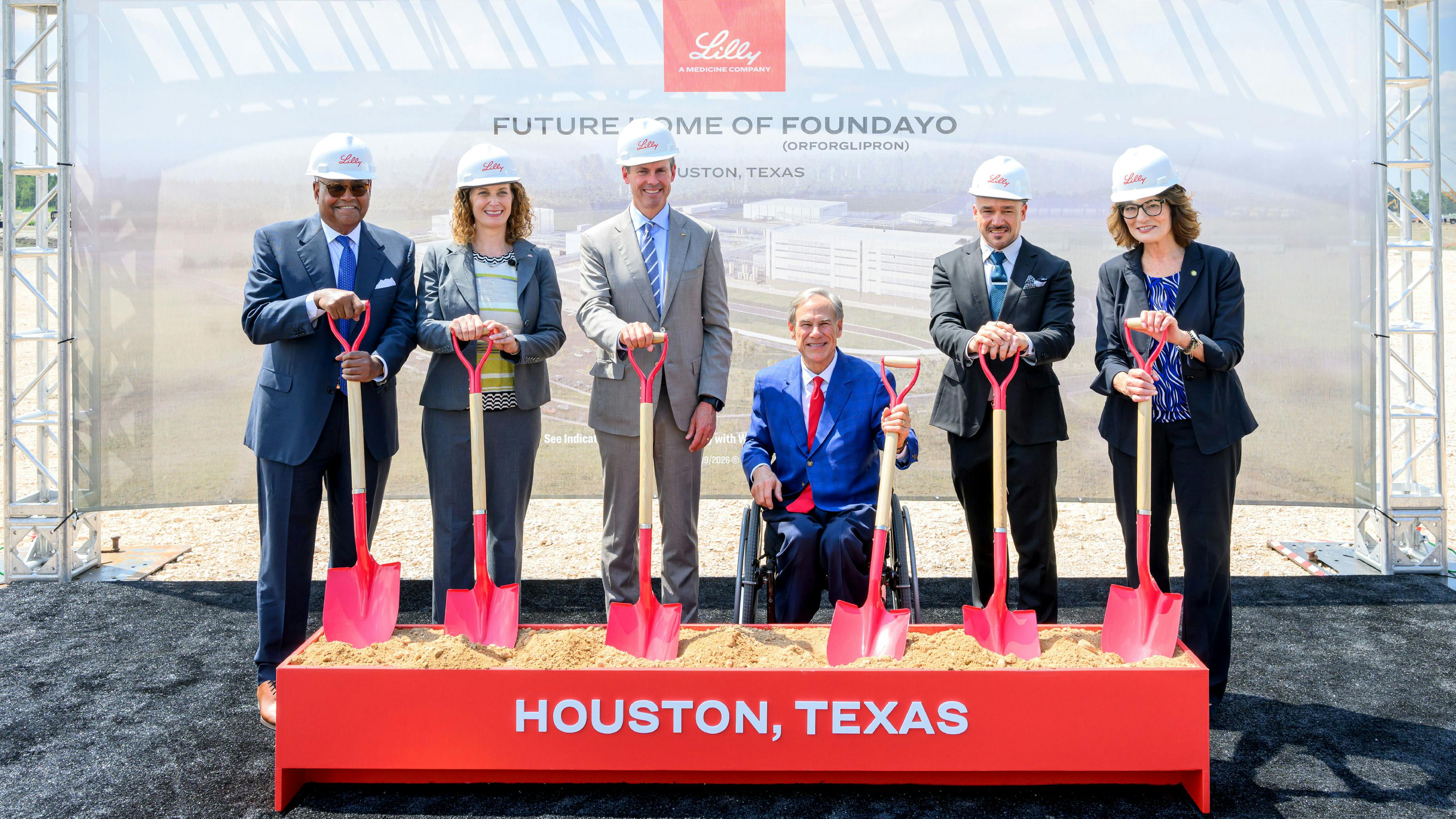 Ceremony for ground breaking at new Eli Lilly plant in Houston, Texas