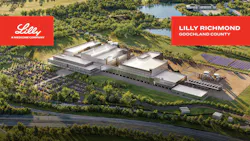 Lilly 3D rendering aerial view of new Richmond, Virginia area API plant
